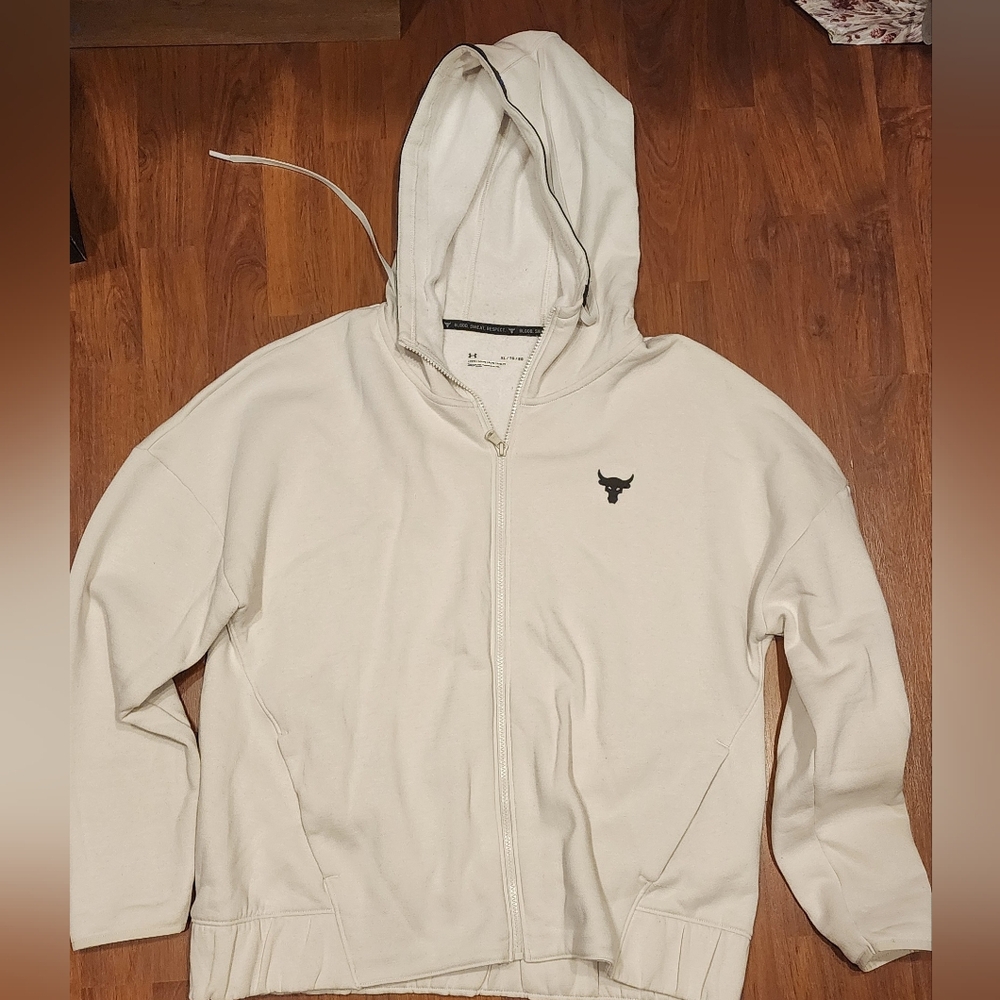 Men's Cream Full-Zip Hoodie with Bull Logo